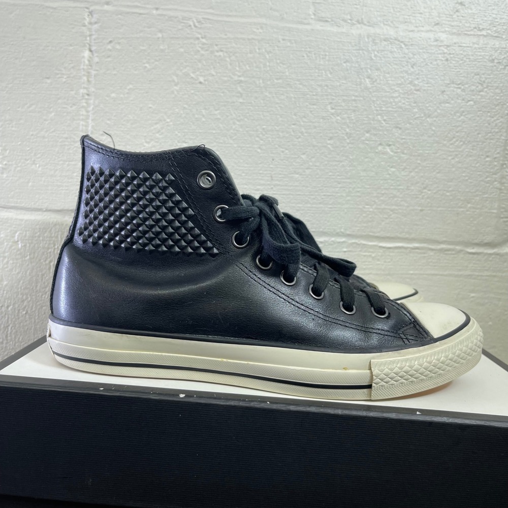 Converse X John Varvatos Chuck Taylor Hi All Star Black Leather Studded Men 8.5